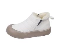 Generisch Women's Winter Ankle Boots Lined Waterproof Ankle Boots Women's Flat Winter Boots with Side Zip Non-Slip Snow Boots Wide Outdoor Shoes Elegant Comfortable Women's Boots, White, 8.5 UK