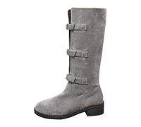 Generisch Women's Winter Boots, Fashionable Suede Boots with Medium Calf Height Adjustable Buckle Strap, Comfortable, Casual Ankle Boots for Everyday Use, gray, 8 UK