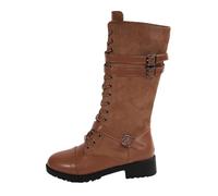 Generisch Women's Winter Boots, Lined, Waterproof, Non-Slip, Wide Shaft Boots with Block Heel, Comfortable Warm Winter Shoes, Retro Winter Snow Boots, Outdoor Winter Boots, Centre Tube Boots, brown, 2