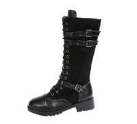 Generisch Women's Winter Boots, Lined, Waterproof, Non-Slip, Wide Shaft Boots with Block Heel, Comfortable Warm Winter Shoes, Retro Winter Snow Boots, Outdoor Winter Boots, Centre Tube Boots, black, 2