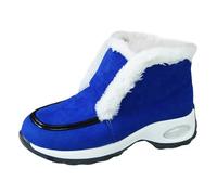 Generisch Women's Winter Boots, Winter Short Boots, Large Plush Snow Boots, High Top Trainers with Leopard Print Thick Soles, blue, 8.5 UK