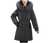 Generisch Women's Winter Coat, Drawstring Thickened Coats, Fashion, Dense Cotton, Medium Length Outerwear, Oversized Jackets with Pocket, Army Green, M