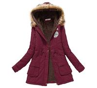 Generisch Women's Winter Coat, Medium Length Thick Winter Jacket, Women's Warm Lined Teddy Fleece Winter Parka with Fur Hood, Women's Ski Jacket with Belt, Hooded Coat, Buttons, Zip, Winter Parka