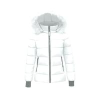 Generisch Women's Winter Coat Thick Warm Jackets Long Sleeve Thermal Heavy Coat Outerwear with Faux Hood Vest Women's Black Short Women's Winter Coat Warm Jacket Women's Coat, White, XL