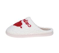 Generisch Women's Winter Cosy Winter Slippers for Indoor and Outdoor Use with Heart Motif, Warm Lining, Comfortable Flat Mules, red, 9 UK