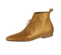 Generisch Women's Winter Elegant Ankle Boots Pointed Toe Winter Boots Low Heel Short Boots Retro Classic Ankle Boots for Lacing Winter Boots Soft Sole Ankle Boots, yellow, 4 UK