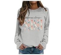 Generisch Women's Winter Fashion Long Shirt with Festive Christmas Print Crew Neck for Stylish Casual Fashion, gray, S