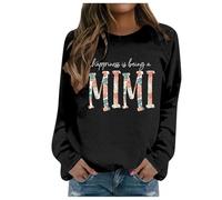 Generisch Women's Winter Fashion Long Shirt with Festive Christmas Print Crew Neck for Stylish Casual Fashion, black, XXL