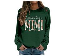 Generisch Women's Winter Fashion Long Shirt with Festive Christmas Print Crew Neck for Stylish Casual Fashion, coffee, M