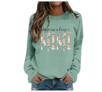 Generisch Women's Winter Fashion Long Shirt with Festive Christmas Print Crew Neck for Stylish Casual Fashion, Green, S