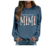 Generisch Women's Winter Fashion Long Shirt with Festive Christmas Print Crew Neck for Stylish Casual Fashion, navy, XXL