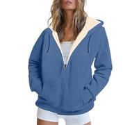 Generisch Women's Winter Hoodie, Fleece Jacket, Women's Hoodie, Fleece Lined Winter Pullover, Outdoor Warem Fleece Jumper, Thicker, Warm Sweatshirt, Plus Velvet Hooded Jacket, Windproof Winter Jacket