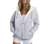 Generisch Women's Winter Hoodie, Fleece Jacket, Women's Hoodie, Fleece Lined Winter Pullover, Outdoor Warem Fleece Jumper, Thicker, Warm Sweatshirt, Plus Velvet Hooded Jacket, Windproof Winter Jacket
