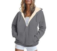 Generisch Women's Winter Hoodie, Fleece Jacket, Women's Hoodie, Fleece Lined Winter Pullover, Outdoor Warem Fleece Jumper, Thicker, Warm Sweatshirt, Plus Velvet Hooded Jacket, Windproof Winter Jacket