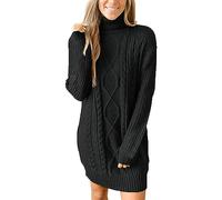 Generisch Women's Winter Knitted Dress with Turtleneck Pullover Dress Women's Large Sizes Winter Dress Long Sleeve Slim Fit Jumper Dress Plain with Cable Knit Turtleneck Sweater Short Warm Casual