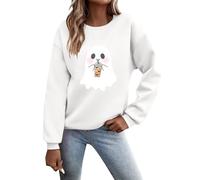 Generisch Women's Winter Layered Print Halloween Jumper Plus Size, White, XL
