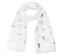 Generisch Women's Winter Scarf with Reindeer and Snowflake Pattern - Festive Scarf for the Christmas Season | Lightweight Scarf with Silver Print, Style_h03 White, One Size