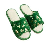 Generisch Women's Winter Slippers Funny Warm Christmas Slippers Lined Fluffy Felt Christmas Slippers Plush Cuddly Felt Slippers Ultralight Open Toe Slippers, Green, 10 UK