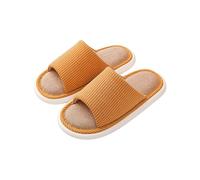 Generisch Women's Winter Slippers Open Slippers Non-Slip House Slippers Peep Toe Slippers Comfortable Home Shoes Platform Slippers Linen Guest Slippers Lightweight Slippers, yellow, 7 UK