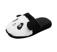 Generisch Women's Winter Slippers Warm Slippers Plush Winter Warm Slippers Panda Soft Non-Slip Fleece on Shoes for Indoor Outdoor Use, black, 4 UK