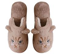 Generisch Women's Winter Slippers with Closed Toe Flat Sole Soft Insulation for Cosy Hours at Home on Christmas Eve, coffee, 8.5 UK