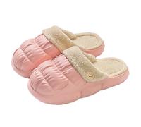 Generisch Women's Winter Slippers, Women's Warm Lined, House Slippers, PU Leather Slippers, Cuddly Winter Slippers, Non-Slip Home Shoes, Comfortable Lovers Slippers, pink, 7 UK