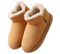 Generisch Women's Winter Snow Boots with Cuddly Fleece Lining, Memory Foam Insole for Ultimate Comfort Inside, Outdoors as Warm Slippers, khaki, 8 UK