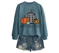 Generisch Women's Winter Sweatshirt Long Sleeve Crew Neck Leopard Print Pullover Casual Top Everyday Halloween Party, blue, M