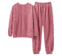 Generisch Women's Winter Thermal Sleepwear Trousers Cuddly Two Piece Long Flannel Pyjama Sets Plush Fluffy Leisure Suit Fleece Thick Loungewear Set Homewear Plush Suit Thermal Suit