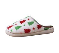 Generisch Women's Winter Warm Slippers Christmas Floor Slippers Snowflake Baotou Border Slippers Comfortable Flat Sole, White, 8.5 UK