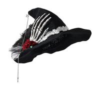 Generisch Women's Witch Hat, Witch Hat, Halloween Hat with Wide Brim, Halloween Cosplay Cap, Skull Hand Witch Hat for Women and Girls, Headwear Accessories
