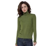 Generisch Women's Wool Pullover without Seams, Turtleneck, First Line Long Sleeve Knitted Jumper Tops, Army Green, L