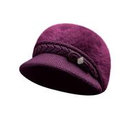 Generisch Women's Wool Warm Padded Cotton Rain Hat Waterproof Outdoor Hat, purple, One Size