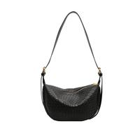 Generisch Women's Woven Bag, Half Moon Crossbody Bag, Woven Shoulder Bag, Y2k Braided Woven Half Moon Bag, Tote Bag, Woven Handbag, Clutch Bag with Zip, black