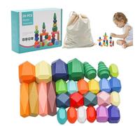 Generisch Wooden Balancing Stacking Blocks, Wooden Sorting Building Block Set for Wooden Stacking Blocks, Balancing Stones, Colourful Building Block Toy, Wooden Sorting Game