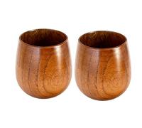 Generisch Wooden Coffee Mugs, Pack of 2 Handmade Wooden Cups, Vintage Mug for the Household - For Kitchen, Café, Counter, Espresso, Latte, Wine, Milk, Party, Catering