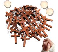 Generisch Wooden Cross Pendant, Various Cross Pendants Decoration with Chains, Smooth Lightweight Jewellery Accessories for Friends, Family, Sons, Daughters