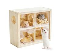 Generisch Wooden Hamster House, Wooden Multi-Chamber Activity House with Floors, Hamster Home, for Enclosure, Climbing, Play, Small Animals such as Chinchilla and Hedgehog