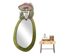 Generisch Wooden Mushroom Forest Mirror - Creative Irregular Wall Mirror Realistic Botanical Design Nature Inspired Rustic Artistic Vintage | Decorative Frame for