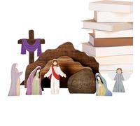 Generisch Wooden Nativity Scene, Rustic Religious Christmas Decoration, Nativity Scene for Table Decoration, for Home, Church, Family Evening, Easter, Indoor, Garden and Table