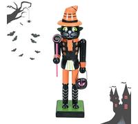 Generisch Wooden Nutcracker Skeleton 25 cm Nutcracker Figure Halloween Pumpkin Man Skeleton Soldier Decoration Black and White Wooden Day with Cylinder Hat Halloween Decoration for Table, Party