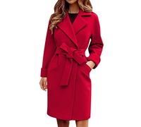 Generisch Wool Coat Women's Long Winter Coats Women's Warm Elegant Lapel Trench Coat Plain Winter Jacket Business Casual Coat Outdoor Outwear with Pockets Lightweight Thermal Jacket Windproof Women's