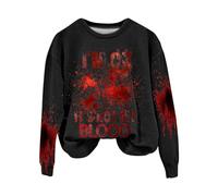 Generisch Word Graphic Sweatshirts for Women, I'm Ok It's Not My Blood Sweatshirt, Sarcastic Halloween Humor Sweater, Soft Printed Shirt, Women's Sweatshirt, black, XXL