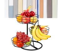 Generisch Worktop Basket, 3-Tier, Rustproof with Banana Holder, Basket Organiser Made of Iron for Kitchen, for Household, Restaurant, Bread & Snacks