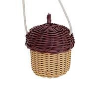 Generisch Woven Bag - Rattan 13 x 10 x 10 cm | Shopping Bag | Woven Handbag | Handmade Mini Bag for Casual Trips, Travel, Summer Style and Daily Carry Accessories