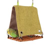 Generisch Woven Imitation Linen Bird Nest Hammock | PU Cotton Parrot Sleeping Hat | 3 Sizes S M L Hanging Cage Bed | Lovebird Cockatiel Resting Swing