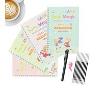 Generisch Writing Exercises for Children, 4 Pieces Grooved Alphabet Exercise Book | Preschool Handwriting Workbook | For Homeschool Nursery Travel Preschool Classroom Nursery School