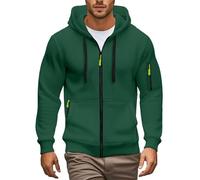 Generisch Y2K Men's Hooded Jacket with Zip Basic Oversized Sweatshirt Plain Sweat Jacket Hooded Outdoor Jacket Hoodie Training Sports Jacket, Gn2, M