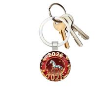Generisch Year of the Horse 2026 Keyring, 2D Car Decoration, New Year Backpack Decoration - For Teenagers Adults Collectors Students Animal Lovers Tourists Birthday Party Gift Travel School