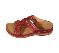 generisch Yoga Shoes Women Ladies Beach Shoes Slanted Heel Hollow Casual Slippers Shoes Slant Sole Sandals Ballerina Shoes Women Sporty, red, 7 UK